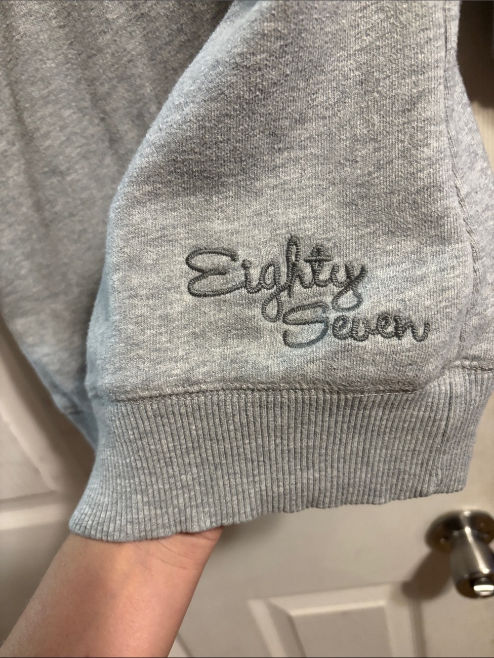Aeropostale Gray NY Zip Hoodie with White Drawstrings - Picture 9 of 10